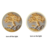Peinture décorative à lumière ronde LED Arbre doré Mural pour foyer et couloir Peinture suspendue pour la décoration intérieure