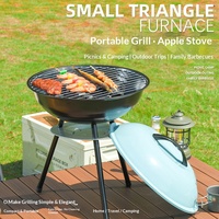 Barbecue au charbon de bois portable de 14 pouces, coupe-vent, antiadhésif, détachable, pour camping et extérieur, modèle d'usine