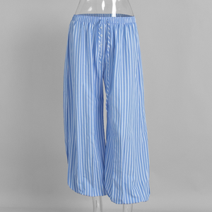 <span class=keywords><strong>Pantaloni</strong></span> Lunghi da Donna <span class=keywords><strong>Blu</strong></span> Tinta Unita Casual a Gamba Dritta <span class=keywords><strong>con</strong></span> <span class=keywords><strong>Elastico</strong></span> <span class=keywords><strong>in</strong></span> <span class=keywords><strong>Vita</strong></span> e Coulisse, <span class=keywords><strong>in</strong></span> Cotone/Nylon Traspirante, Ideali per l'Autunno e l'Ufficio - Product Image 2