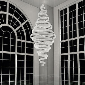 Décoration Luxueux Lustre en spirale suspendu escalier grand long anneau moderne k9 suspension en cristal - Product Image 3