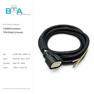 汽车级 12P Molex 母头电缆线束 1.8M 波纹管电线组件，用于车辆 CAN-Bus 连接 - Product Image 3