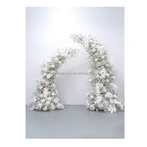 套装2pcs婚礼舞台装饰高端喇叭形状白色绢花婴儿呼吸人造花拱门