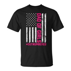 Camiseta Dad Of Girls Outnumbered con diseño de bandera americana, camiseta negra para hombre - Product Image 1