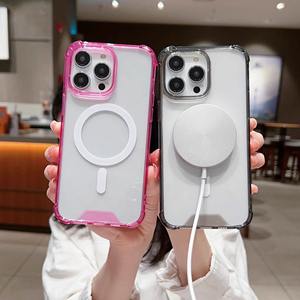 Premium In-Stock per Iphone 15 Pro Max TPU + PC custodia magnetica comoda mano sentire con grande trasparenza - Product Image 3