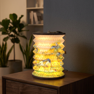 Lámpara de Papel y Madera Plegable, Recargable por USB, Luz Blanca Cálida, Tamaño Pequeño, para Dormitorio, Regalo, Decoración - Product Image 1