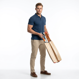 Bate de Críquet Clásico de Madera de Arce, Equipo de Entrenamiento Duradero, Diseño de Mango Naranja y Negro - Product Image 6