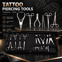 Kit d'outils de piercing en acier inoxydable, pinces stériles, aiguilles de piercing, boules pour salons de tatouage