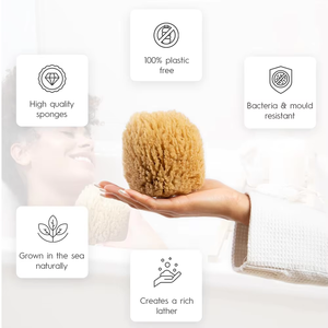 Emballage personnalisé éponge de mousse de mer en laine d'herbe douce 100% éponge de bain biodégradable pour bébé éponge de mer jaune naturelle - Product Image 3