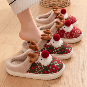 รองเท้าแตะคริสมาสต์ลายกวางน่ารักกันลื่นสำหรับใส่ในบ้าน - Product Image 3