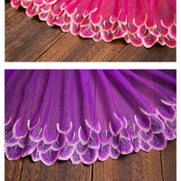 Dentelle brodée en plumes de paon colorées, écologique, 20 cm de large, tissu doux, pour vêtements de maison, lingerie, accessoires de poupée 3D