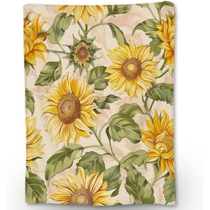 Sunflower Flannel <b>Blanket</b> Throw <b>Blanket</b> Nap <b>Blanket</b> Skin Friendly Reversible for Home Office Nap Custom Print Wholesale - Product Image 1