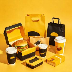 Boîtes à emporter robustes en papier kraft pour hamburgers, poulet frit, frites et biscuits – Emballage jetable anti-fuite - Product Image 1