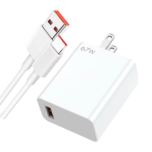 Cargador de Pared con Adaptador de Corriente USB QC3.0 de 67W con Enchufe Estadounidense y Cable Tipo C para <span class=keywords><strong>Redmi</strong></span> <span class=keywords><strong>Note</strong></span> 10 10T <span class=keywords><strong>11</strong></span> 12 Lite 13T - Product Image 1