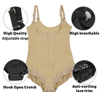 Body de forme amincissante avec étiquette ouverte à l'entrejambe Vêtements de forme haute compression BBL Stage 2 Gaines postopératoires Broderie Lève-fesses respirant