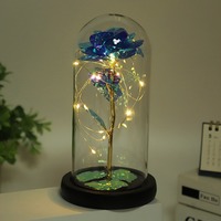 Emballage personnalisé Rose Éternelle Artificielle LED Abat-jour en Verre Décoration de Noël Cadeau de Saint-Valentin des Mères