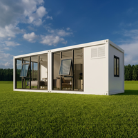 Conteneur modulaire préfabriqué de 20 pieds avec façade rideau vitré, personnalisable multicolore, pour maison, cabane, bureau, ou unité de villégiature de plage