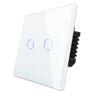 EU Smart WiFi Wall Touch Switch 2 Gangs Glass Panel With Metal Frame Electrical Light Switch Tuya Smart Switch