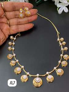 Regal Antique <b>Necklace</b> <b>Set</b> with <b>Earrings</b> <b>and</b> Heavy Look Design Top Partywear <b>and</b> <b>Bridal</b> Jewelry Exported from India - Product Image 2