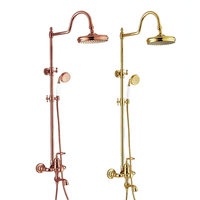 Robinet de douche en laiton doré rose avec pomme de douche complète pour salle de bain