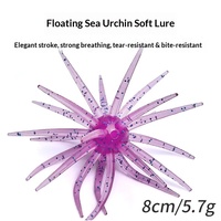 Vente en gros d'appâts artificiels souples en TPE bionique haute élasticité, imitation oursin flottant, pour la pêche au bar, de taille moyenne à grande, perforés, sans hameçons