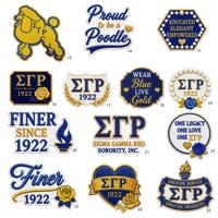 En gros, Patchs brodés SGRho Poodle, bleu roi et or, lettres grecques, thermocollants et à coudre, personnalisés pour sororité, en chenille, style classique