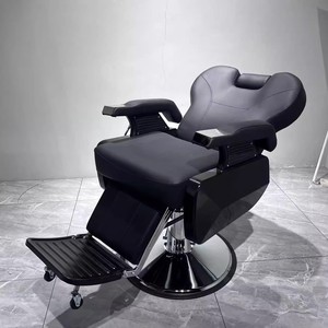 Modern Black Hairdresser Chair <b>Reclining</b> Heavy Duty Barbershop Chair Synthetic Leather Styling Barber Chair for Hair Salon - Product Image 4