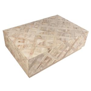 Mesa de Té Minimalista para Sala de Estar, Mesa de Centro Geométrica Rectangular de Madera Reciclada - Product Image 2