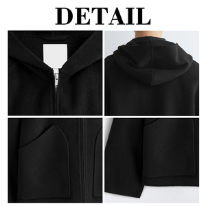KingSen Custom High Quality Men's Wool Blend <b>Zip</b> Up <b>Hooded</b> Jacket Loose Fit Raglan Sleeve Patch Pocket Casual Winter Coat OEM - Product Image 6