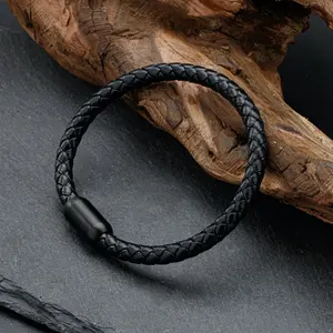 Quality Stainless Steel Wrap Braided Leather Bracelet Men Women Bracelet Genuine Bracelet Great Gift