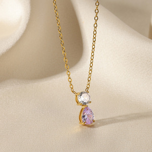 จี้สร้อยคอหิน 12 ราศีสำหรับผู้หญิง สร้อยคอโชคเกอร์สแตนเลสสตีลประดับเพชรแล็บ สร้อยคอหินประจำวันเกิดสำหรับงานแต่งงาน - Product Image 3