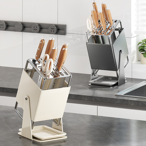 Portacuchillos moderno con soporte y bandeja de diseño cuadrado para uso en la cocina - Product Image 2