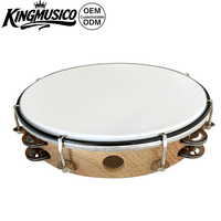 Tambourin en bois réglable de 10 pouces en gros |   Instrument de percussion à main en bois pour l'éducation musicale et les performances