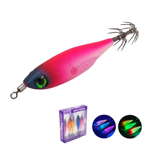 Señuelo de pesca de calamar SNEDA de madera que brilla en la oscuridad con cuentas de sonajero y anzuelos de paraguas de 5.2 cm para pesca nocturna en el mar - Product Image 3