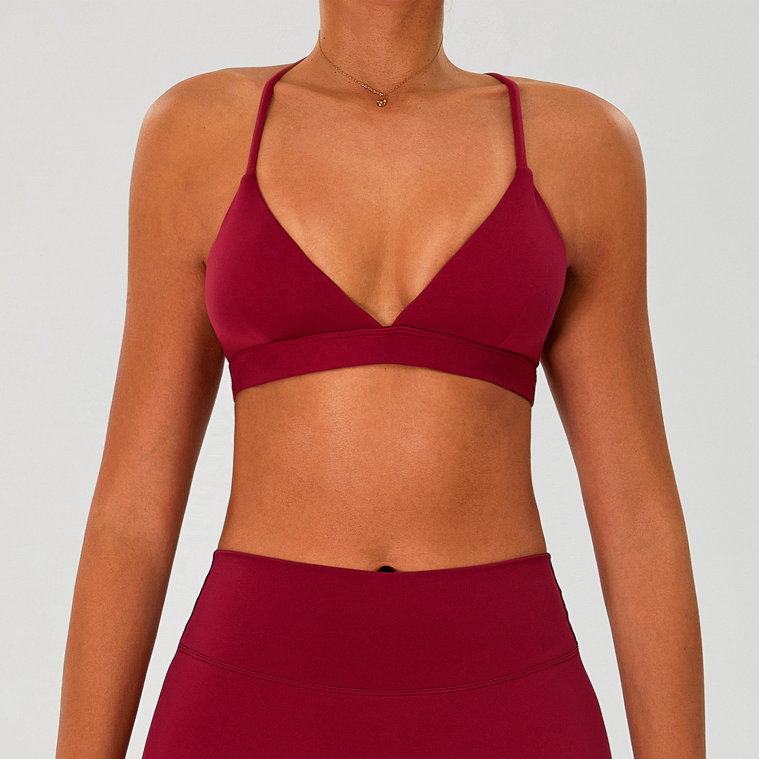 High Quality Deep V Cross Strap Woman'S Yoga Bra Quick Dry Tight Fitness Sports Bra