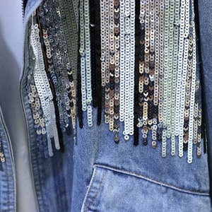 Spring New Arrival <strong>Ladies</strong> Ripped Jeans Coat Womens Drawstring Cotton Denim <strong>Jacket</strong> Oversize <strong>Sequins</strong> Jean <strong>Jacket</strong> - Product Image 5