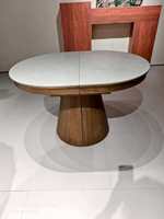 Table à manger Bravo Stone, design simple et moderne, hauteur réglable, pieds pliables, forme ovale, capacité de 8 personnes, pour salle à manger