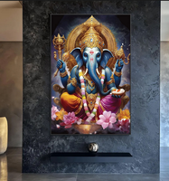 Vente en gros de statues de Ganesha et de Bouddha de haute qualité, peinture imprimée sur porcelaine de cristal pour la décoration de la maison, décoration religieuse moderne, art mural