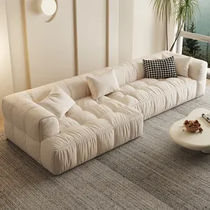 Sofá tapizado modular de tela de terciopelo blanco de diseño de conjunto de asiento suave de fabricante de estilo americano europeo