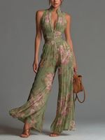 Combinaison longue blanche sans manches pour femme, taille haute, jambes larges, design tendance, faible MOQ, idéale pour l'été