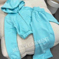 Fabricantes de Ropa Personalizada, Sudadera con Parches Bordados Desgastados y Pantalones Deportivos, Conjunto Deportivo Desgastado para Mujer