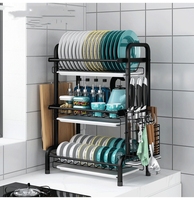 Support de rangement de cuisine classique en métal à trois couches multi-usages de vente chaude pour bols et plats