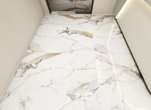 بلاط حجري فاخر وعصري 600*1200 بتشطيب لامع عالي يشبه الرخام، بلاط بورسلين للأرضيات والجدران مضاد للانزلاق للقاعات والفيلات والفنادق - Product Image 5