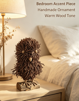 Figurine d'hibou artisanale en brindilles naturelles, statue d'hibou rustique en bois pour la décoration de table ou de ferme