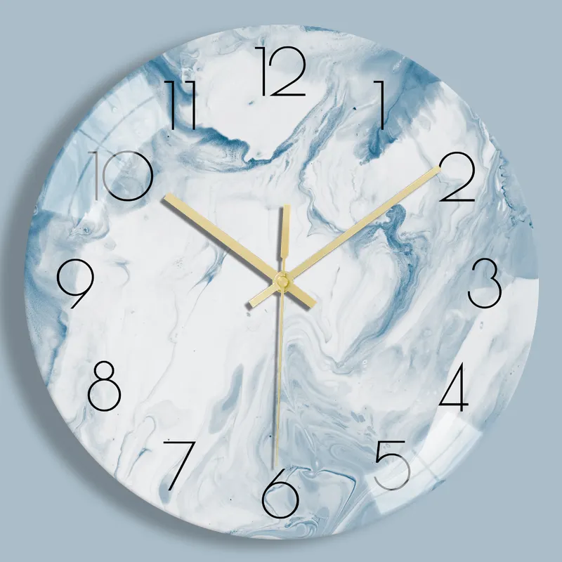 Reloj de pared de cuarzo silencioso para sala de estar, reloj de pared de cristal templado para decoración del hogar