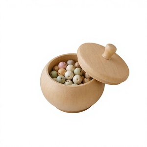 Pot à miel rond en bois artisanal avec couvercle à rabat, design classique, compatible avec le chauffage, passe au lave-vaisselle, hermétique, pour le stockage des aliments, utilisation en cuisine - Product Image 1