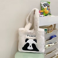 Bolso de hombro de felpa con diseño de panda anime, suave y lindo, para niñas, estilo transfronterizo.