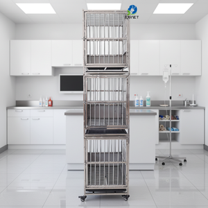 <span class=keywords><strong>EUR</strong></span> VET Meilleur prix, cage pliable à trois étages en acier inoxydable pour chiens et chats, équipement vétérinaire - Product Image 2