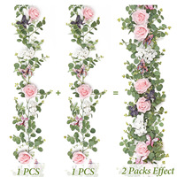 Guirlande de roses artificielles en forme de papillon, chemin de table en soie, vigne florale pour décoration d'arche de mariage et de fête