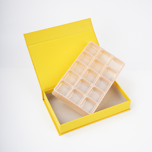 Boîte cadeau personnalisée à fermeture magnétique à rabat, couleur jaune, boîte d'emballage pour <span class=keywords><strong>chocolat</strong></span> avec plateau en plastique - Product Image 5