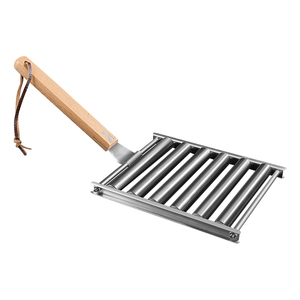 Supports à hot-dogs en acier inoxydable Conception à rouleaux Accessoires de barbecue Poignée de gril à saucisses Push-pull Facile à nettoyer - Product Image 3